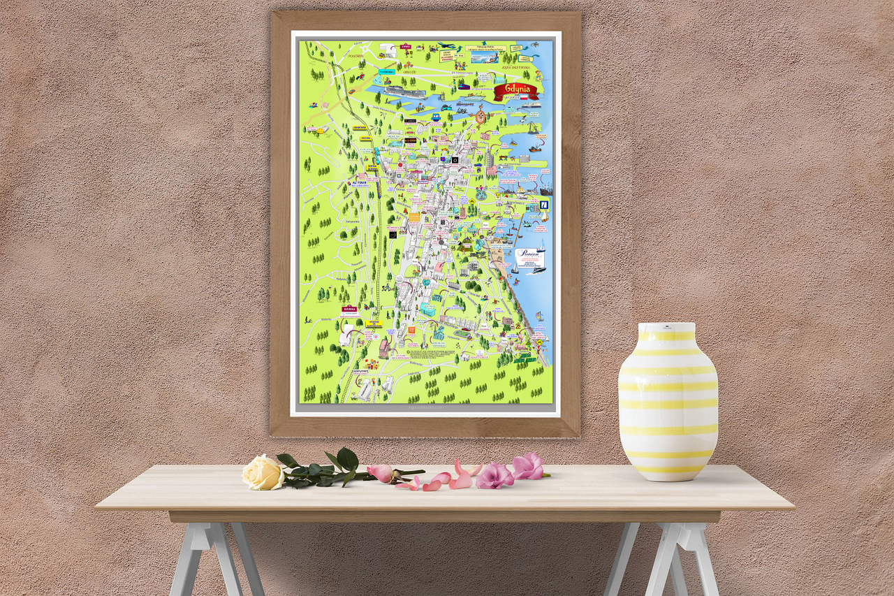 Plakat Sopot Mapa 50×70, 21×30, 30×40, 40×50 (ilustrowana)