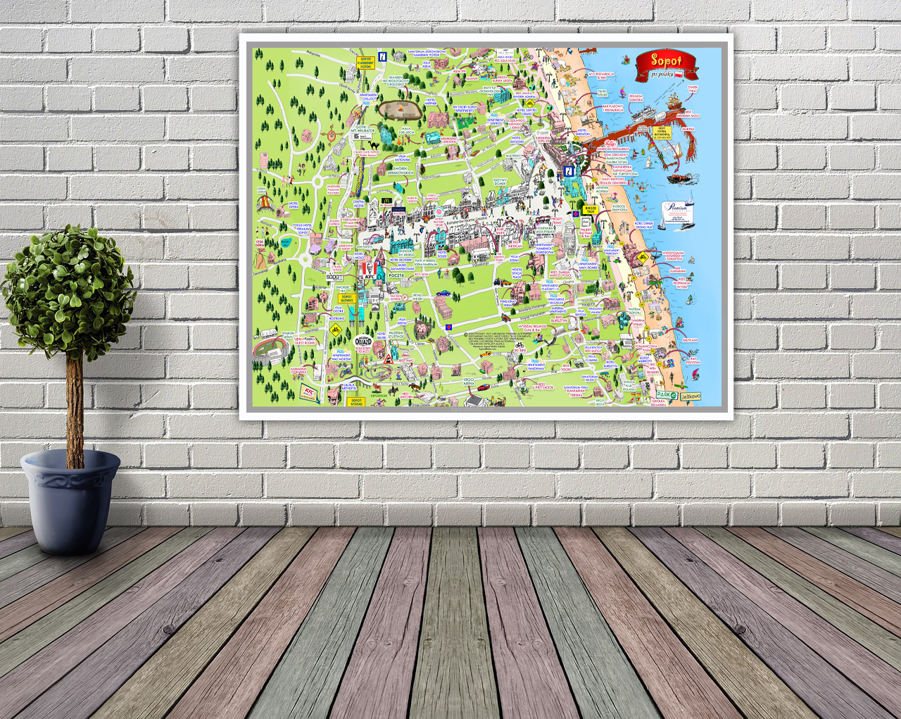Plakat Sopot Mapa 50×70, 21×30, 30×40, 40×50 (ilustrowana)